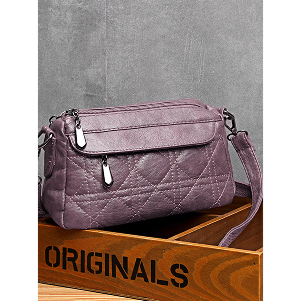 Diamond Pattern Seam Crossbody Bag