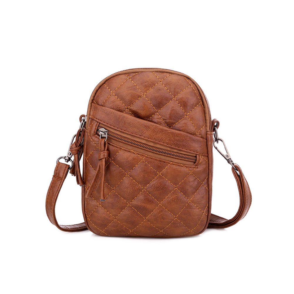 Diamond Pattern Seamed Mini Crossbody Bag