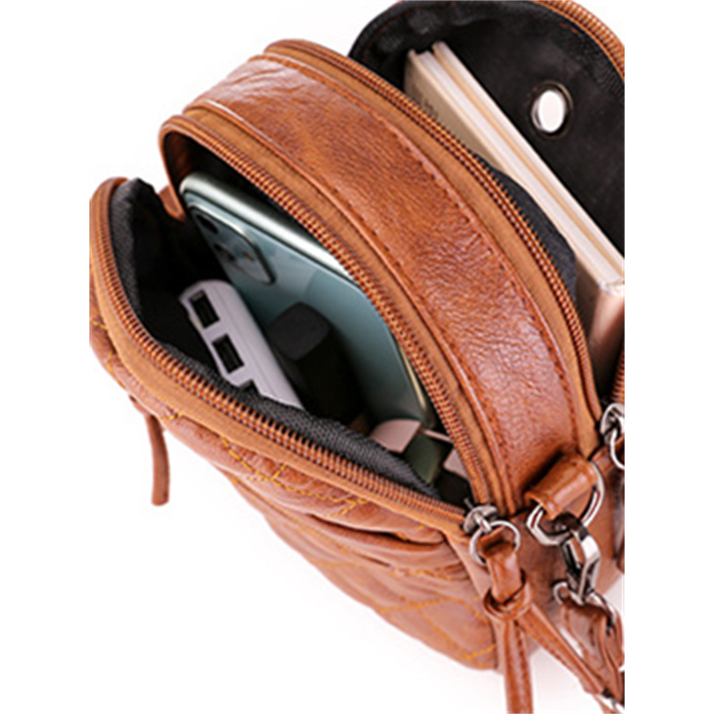 Diamond Pattern Seamed Mini Crossbody Bag