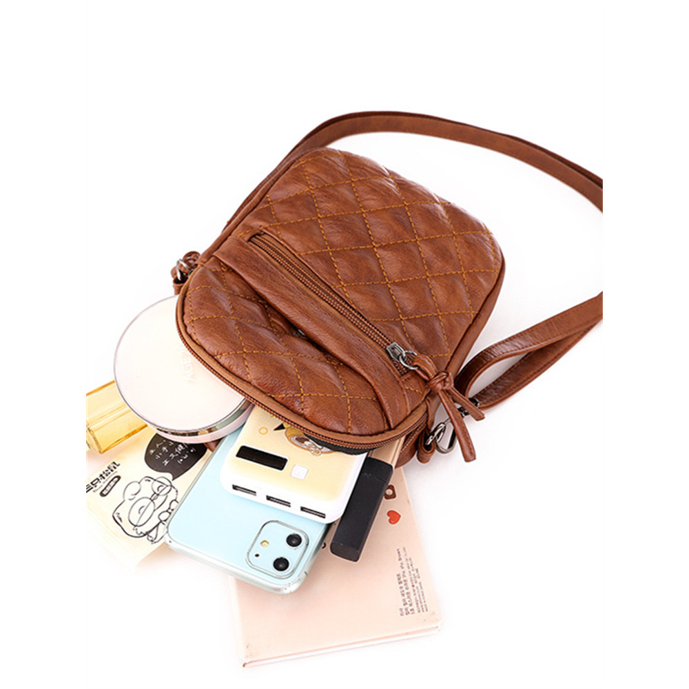 Diamond Pattern Seamed Mini Crossbody Bag