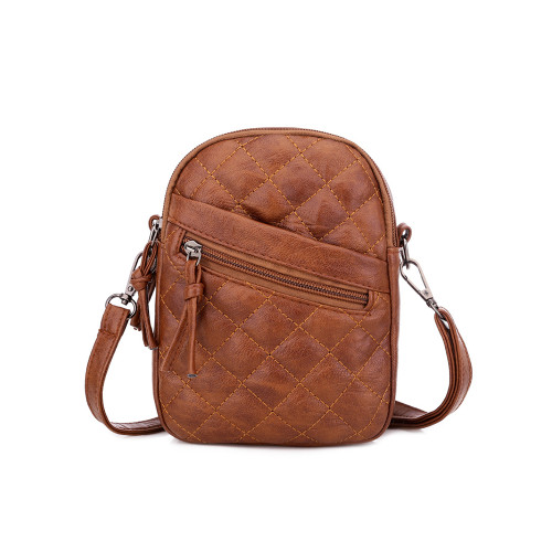 Diamond Pattern Seamed Mini Crossbody Bag