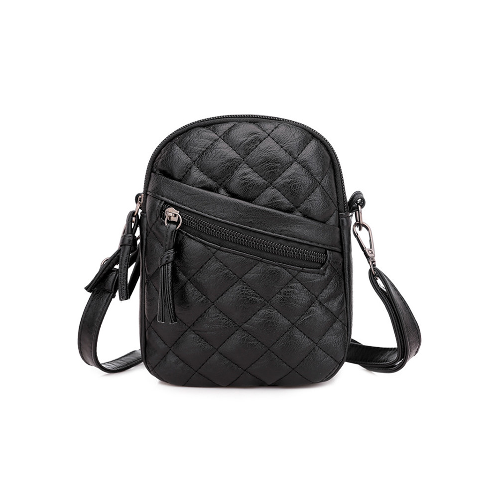 Diamond Pattern Seamed Mini Crossbody Bag