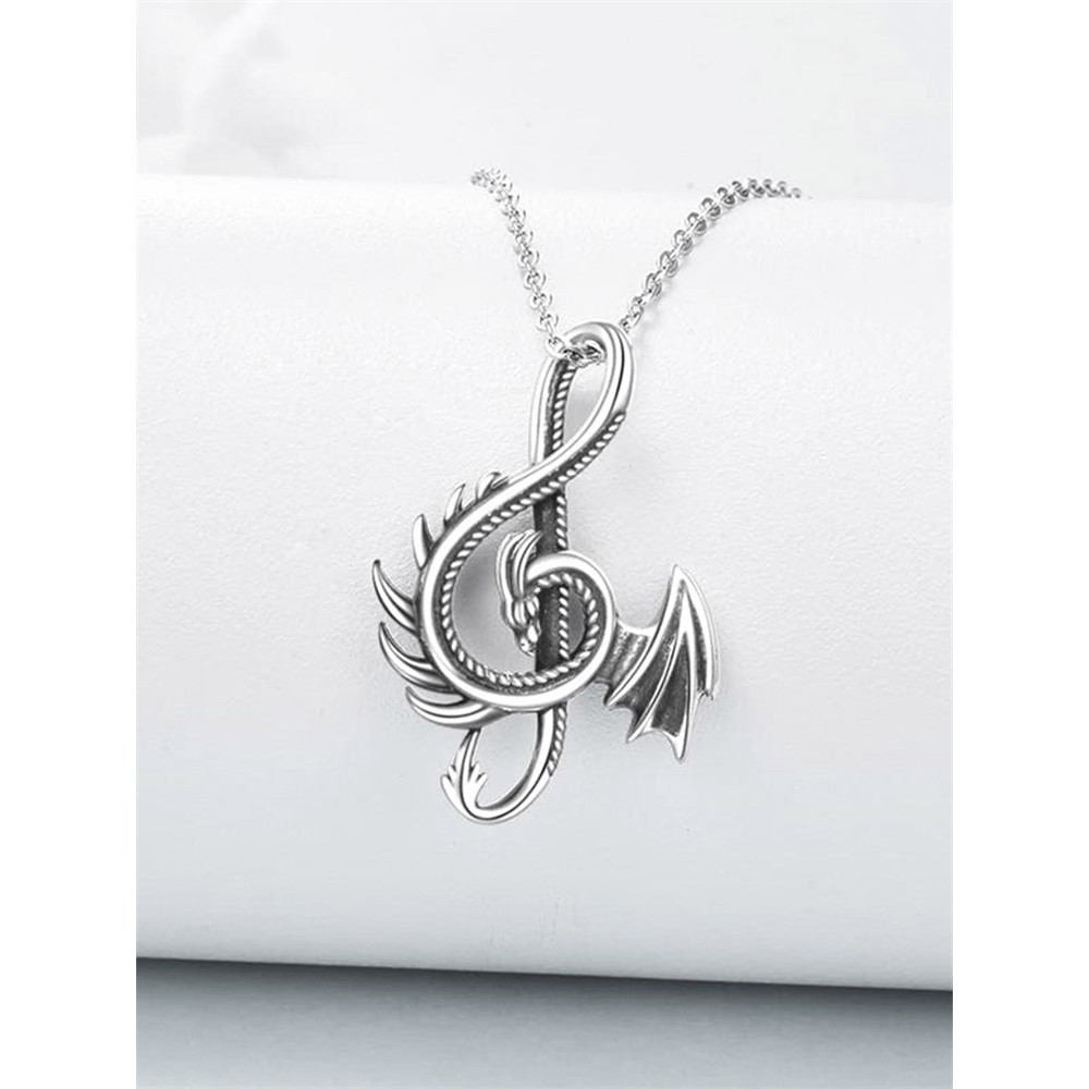 Dragon Inspired Music Treble Note Necklace