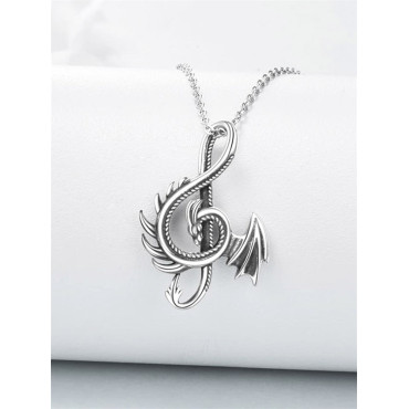 Dragon Inspired Music Treble Note Necklace