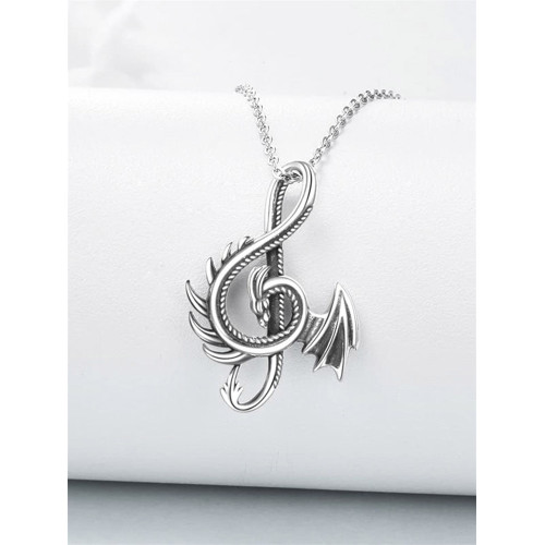Dragon Inspired Music Treble Note Necklace