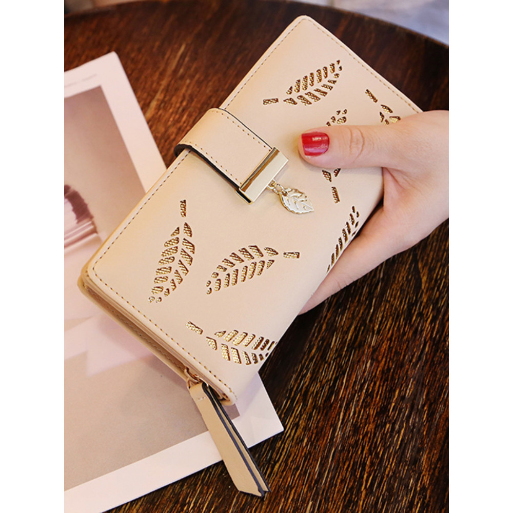Elegant Leaves Carved Utility Purse
