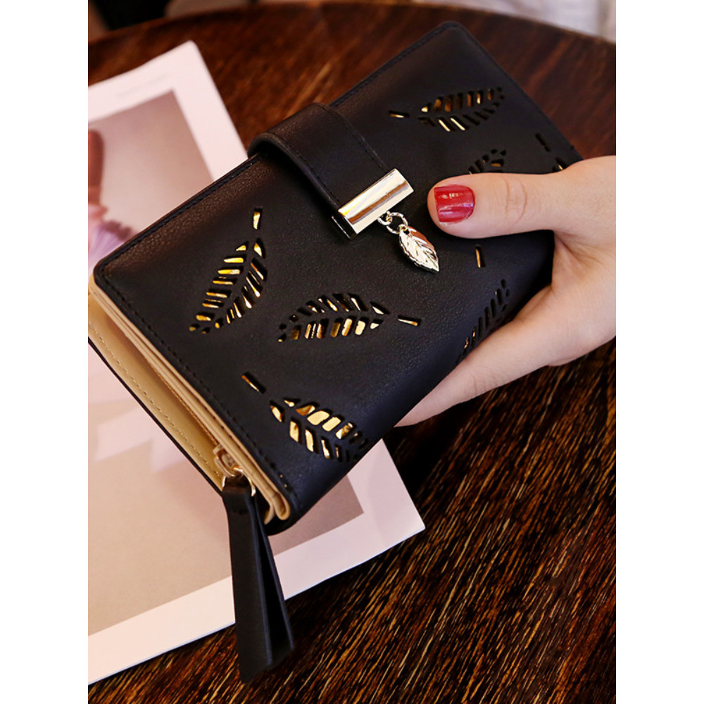 Elegant Leaves Carved Utility Purse