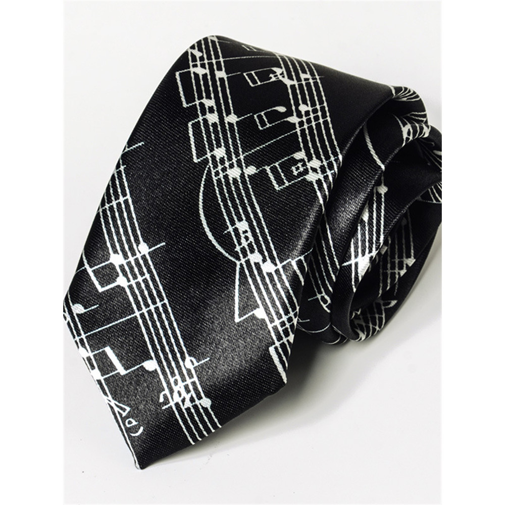 Elegant Music Notes Graphic Satin Tie