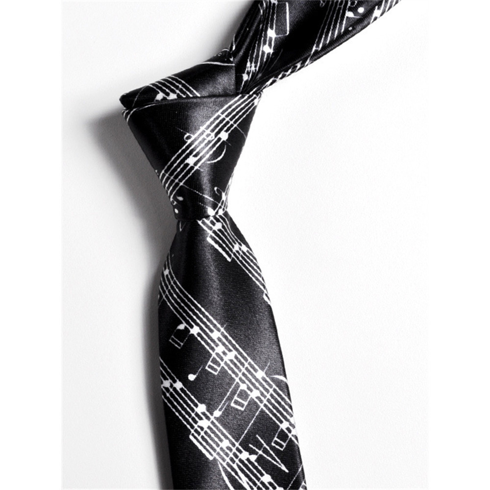 Elegant Music Notes Graphic Satin Tie