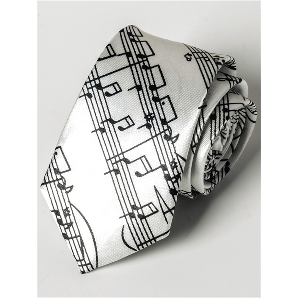 Elegant Music Notes Graphic Satin Tie