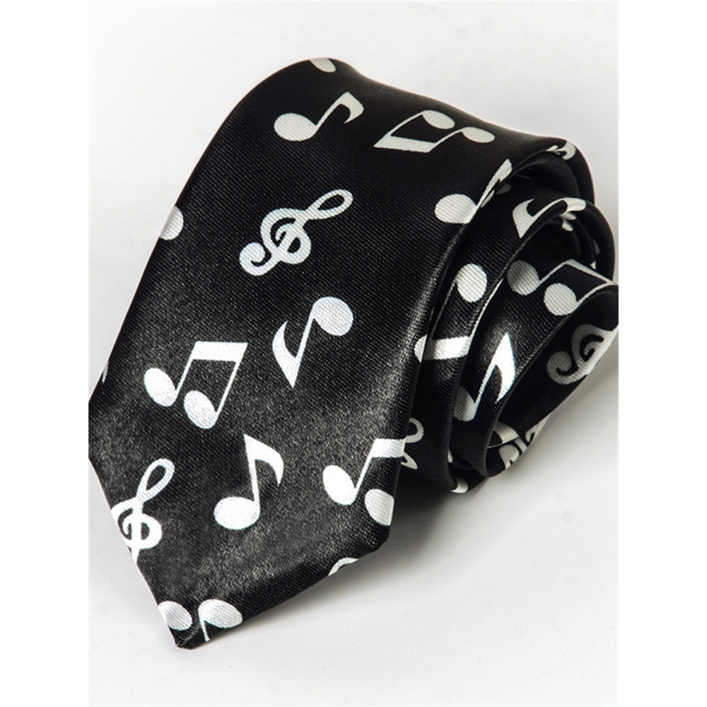 Elegant Music Notes Graphic Satin Tie