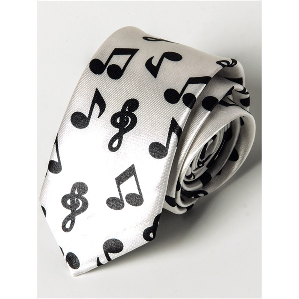 Elegant Music Notes Graphic Satin Tie