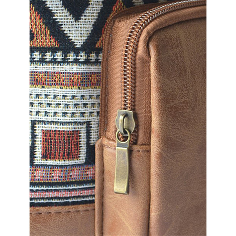 Ethnic Woven Patchwork Buckle Flap Backpack