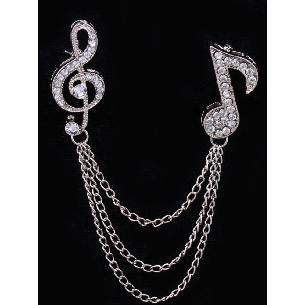 Fashion Full Diamond Musical Note Brooch