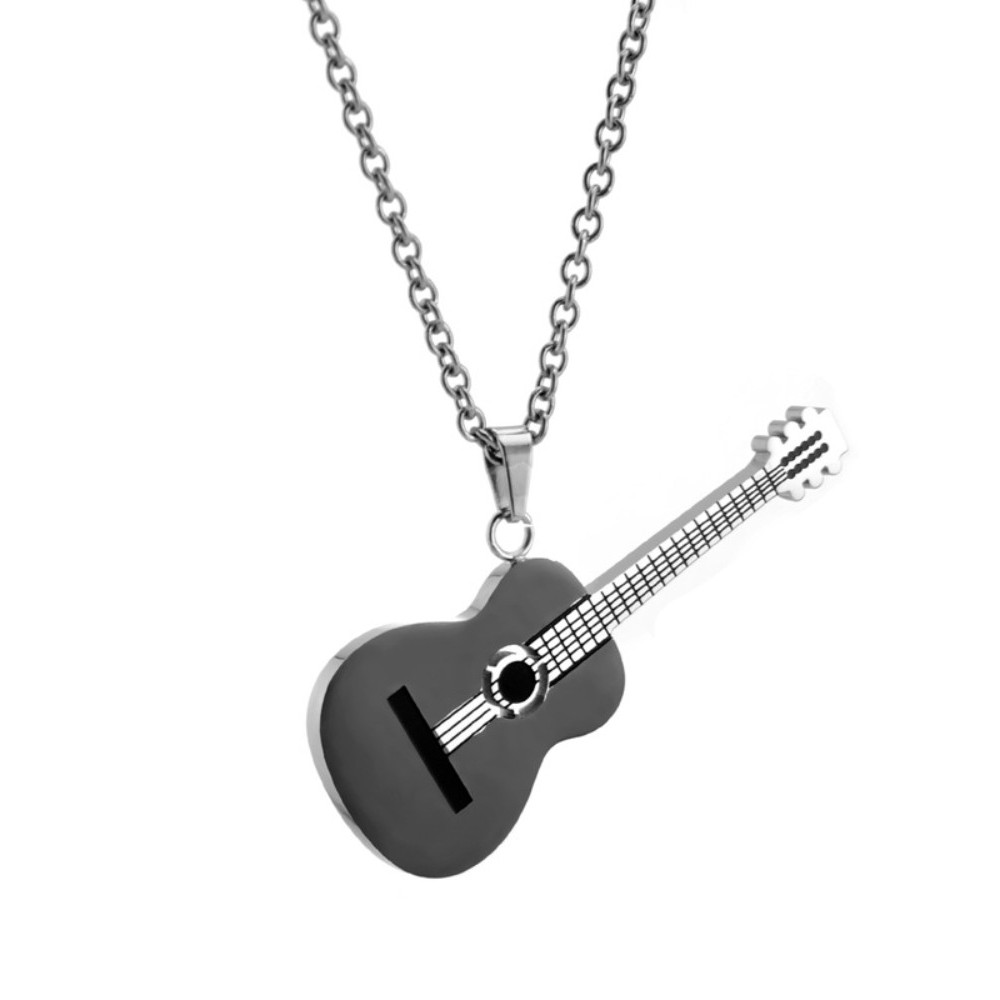 Fashion Vintage Ukulele Titanium Steel Necklace