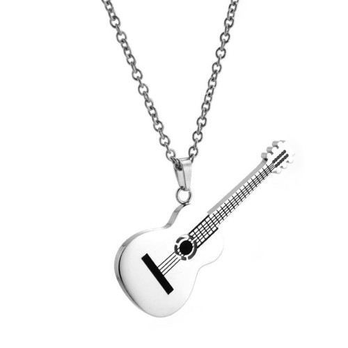 Fashion Vintage Ukulele Titanium Steel Necklace
