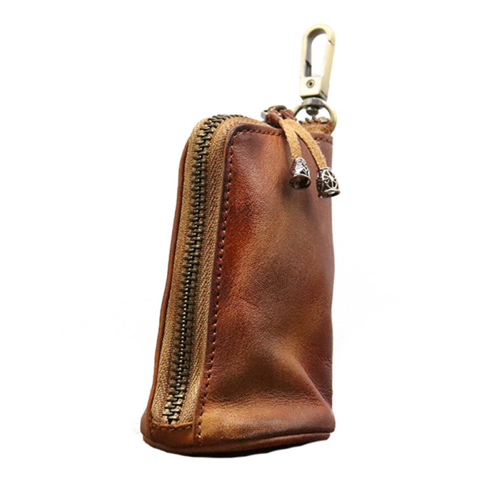 First Layer Cowhide Vegetable Distressed Key Case