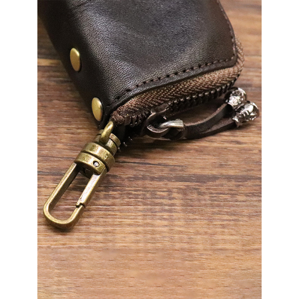 First Layer Cowhide Vegetable Distressed Key Case