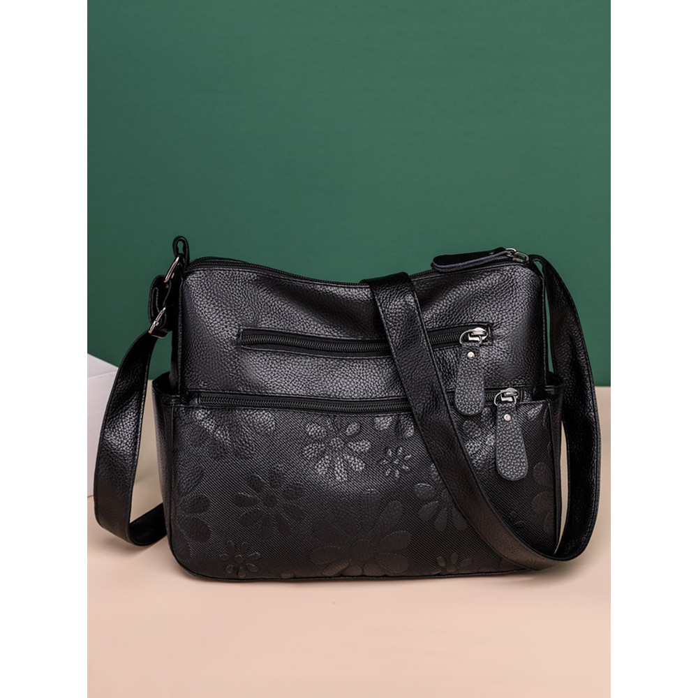 Floral Embossing Utility Crossbody Bag