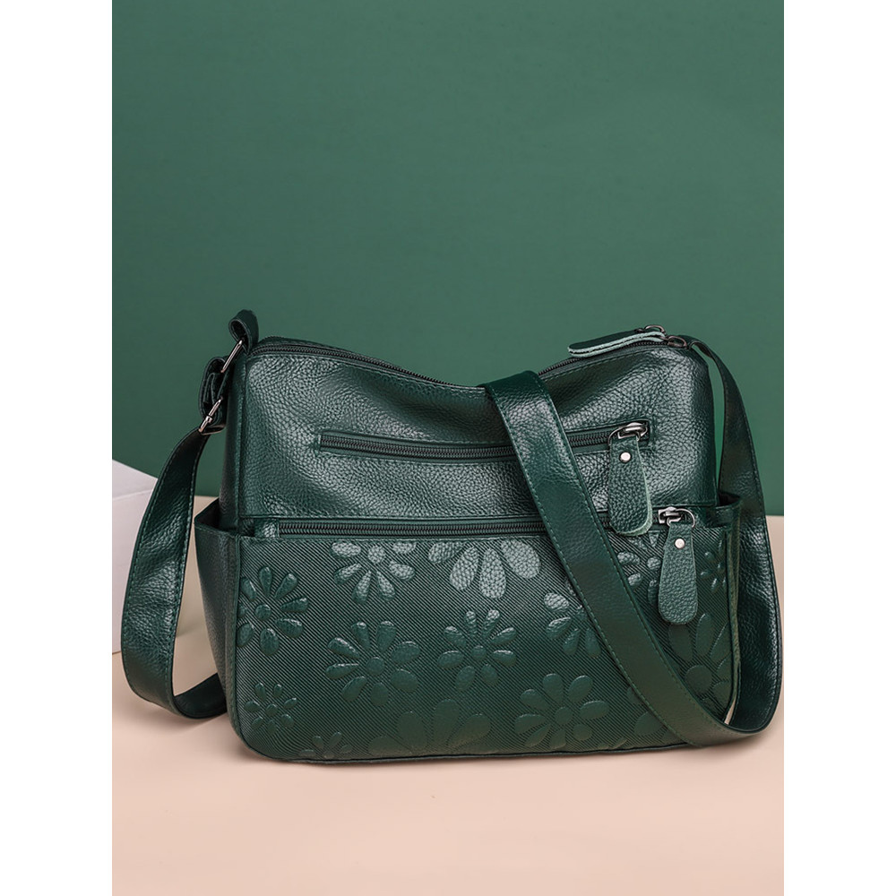 Floral Embossing Utility Crossbody Bag