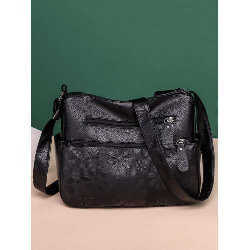 Floral Embossing Utility Crossbody Bag