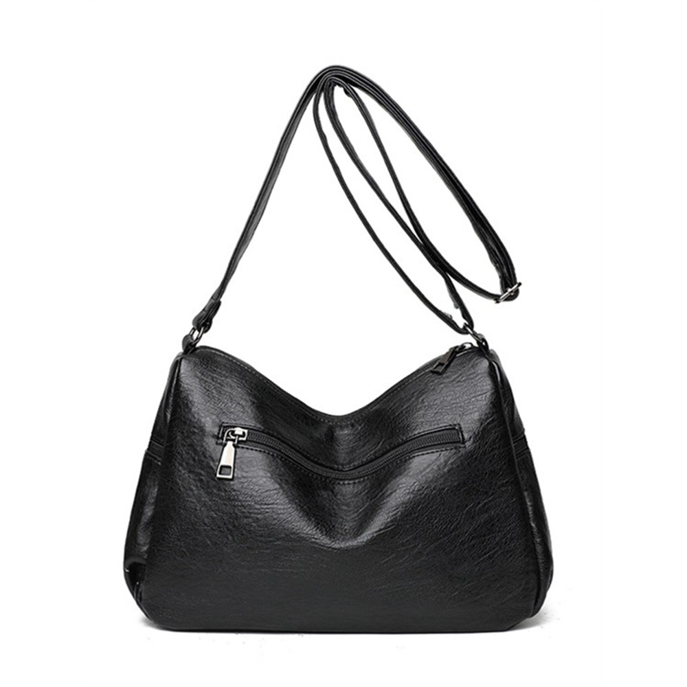 Flowers Embroidered Soft Leather Utility Bag