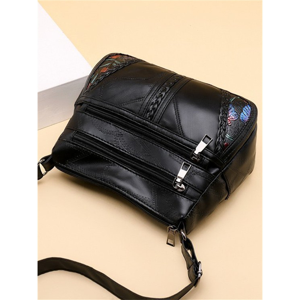 Flowers & Butterflies Embossed Braid Details Crossbody Bag