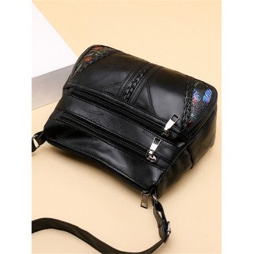 Flowers & Butterflies Embossed Braid Details Crossbody Bag