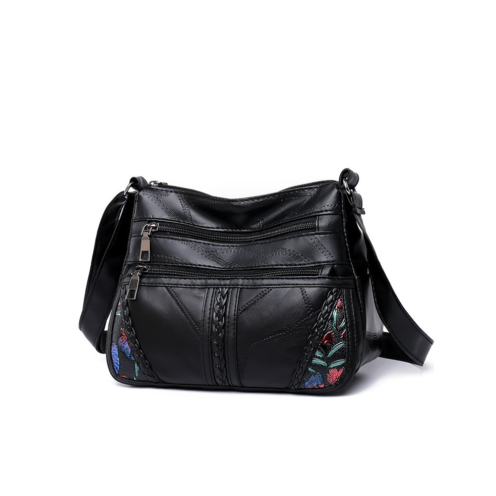 Flowers & Butterflies Embossed Braid Details Crossbody Bag