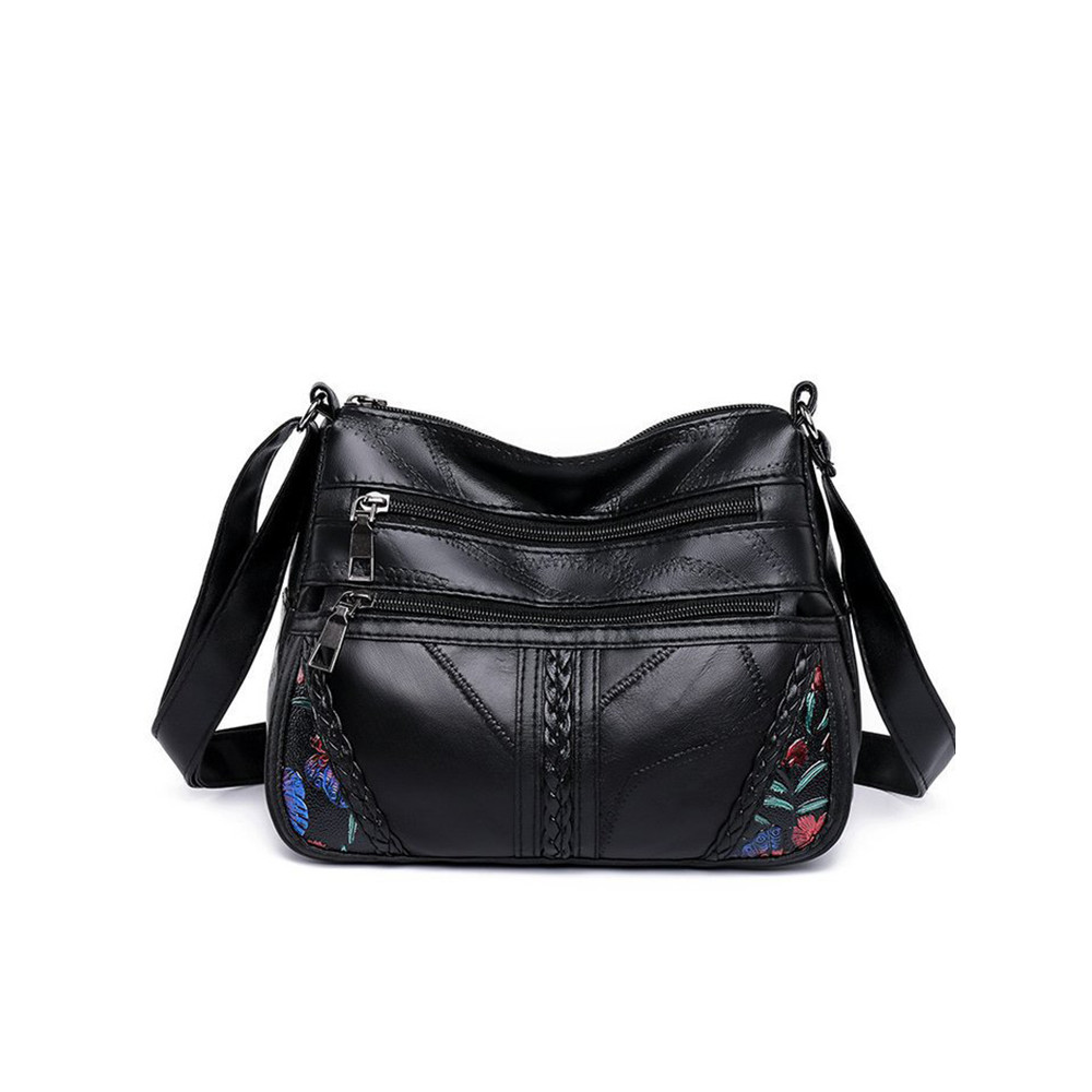 Flowers & Butterflies Embossed Braid Details Crossbody Bag