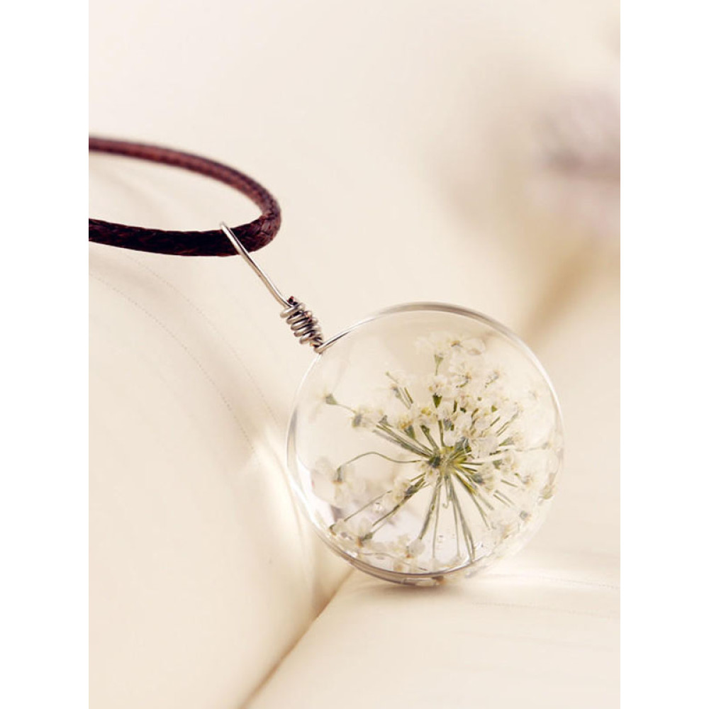 Four Leaf Clover&Timeless Flower&Dandelion Handmade Necklace