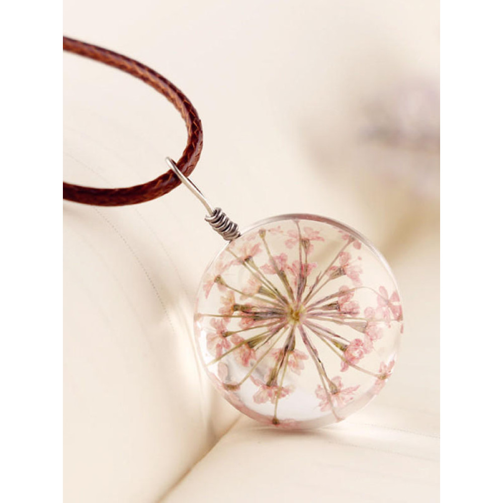 Four Leaf Clover&Timeless Flower&Dandelion Handmade Necklace