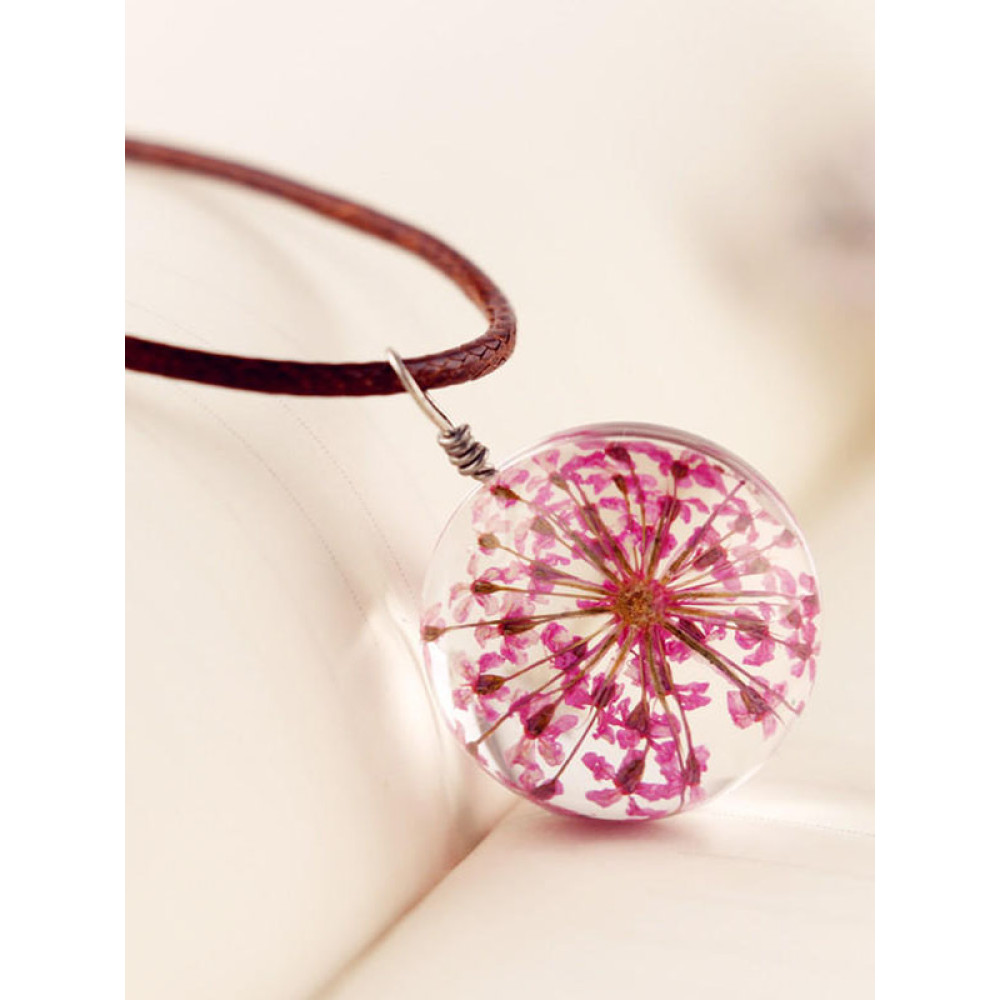 Four Leaf Clover&Timeless Flower&Dandelion Handmade Necklace