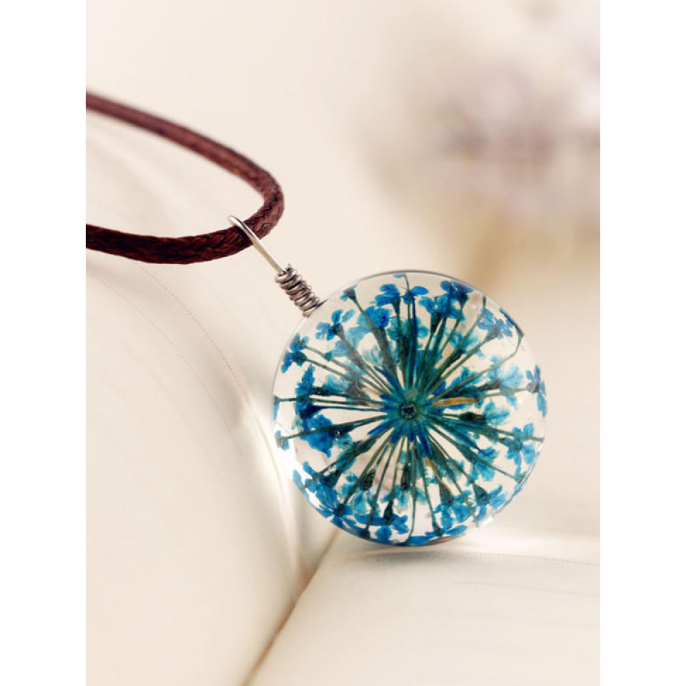 Four Leaf Clover&Timeless Flower&Dandelion Handmade Necklace