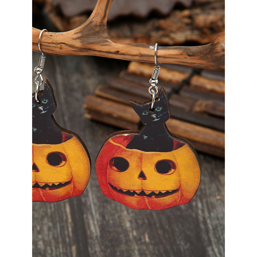 Fun Pumpkin Cat Earrings