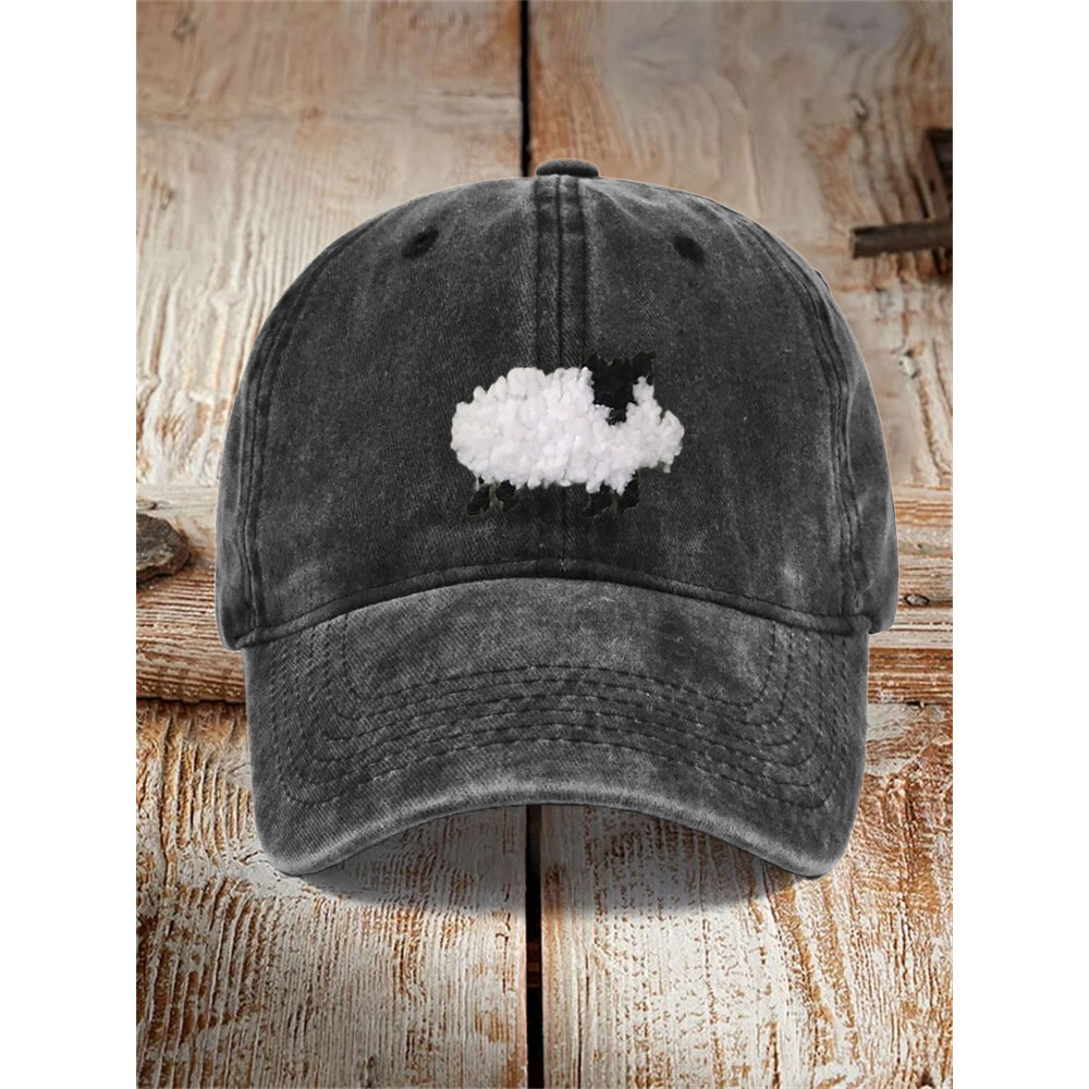 Fuzzy Sheep Fleece Patch Washed cap