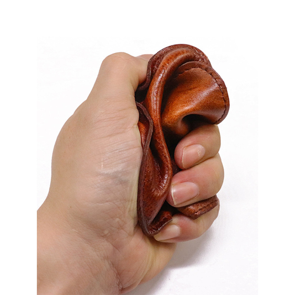 Hand-Rubbed Distressed Pleated Vegetable Tanned Leather Multi-Card Wallet