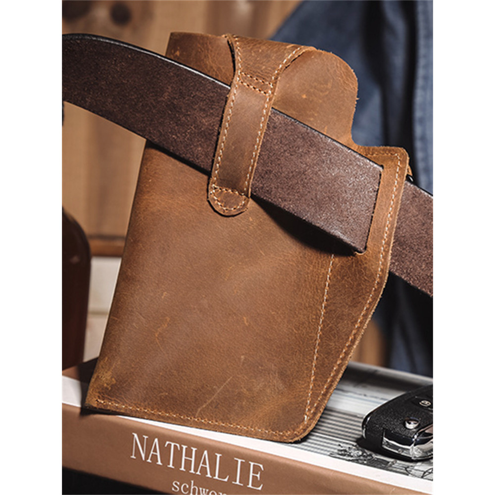 Handmade Crazy Horse Leather Utility Belt Waist Bag