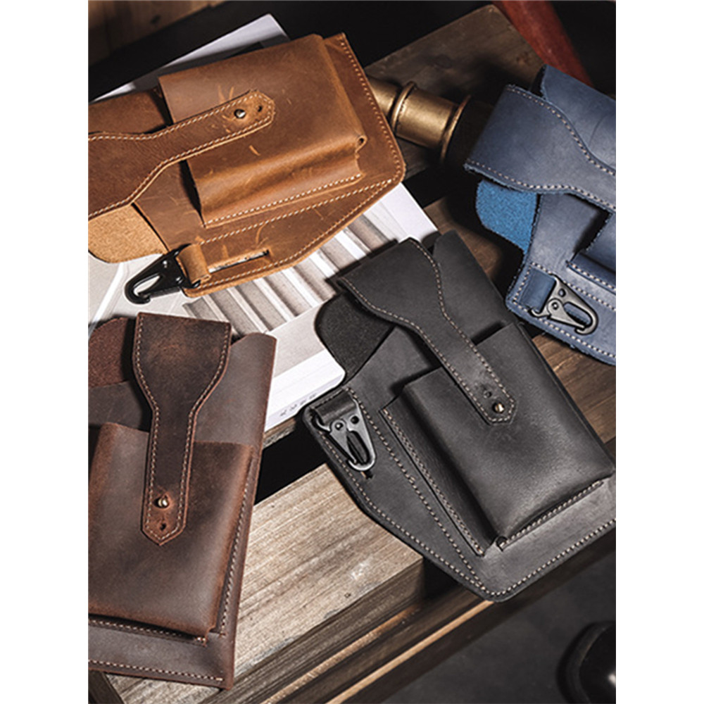 Handmade Crazy Horse Leather Utility Belt Waist Bag
