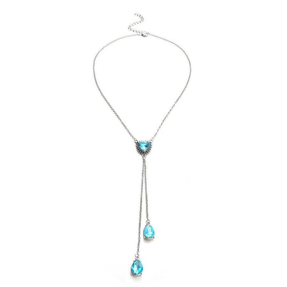 Heart Shaped Water Drop Gemstone Pendant Necklace