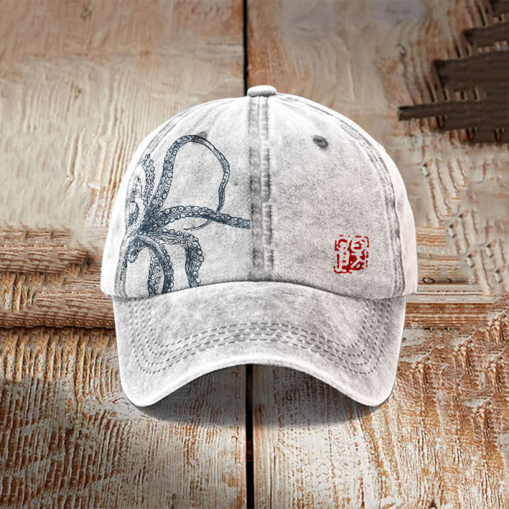 Japanese Art Octopus Graphic Baseball Cap