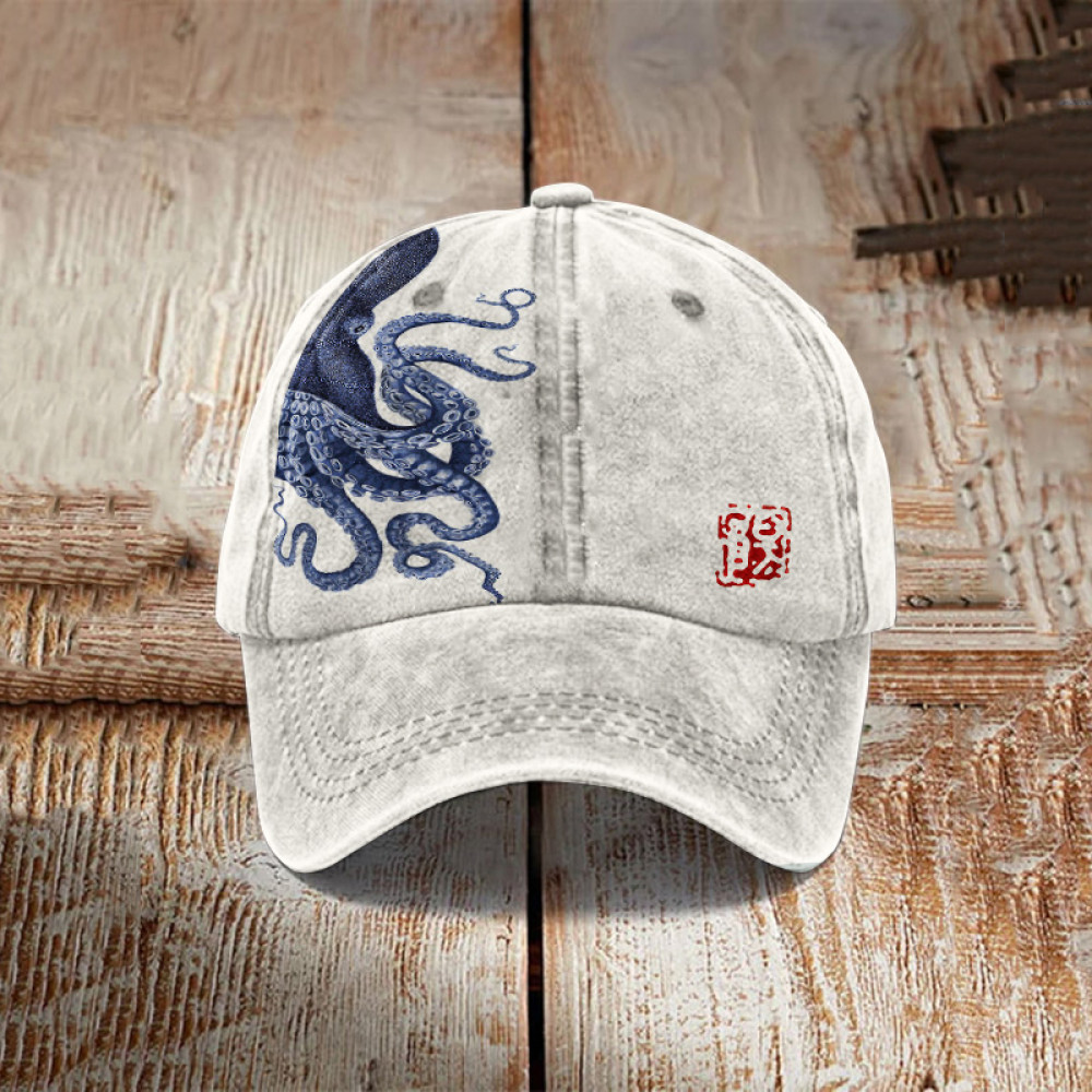 Japanese Art Octopus Pattern Baseball Cap
