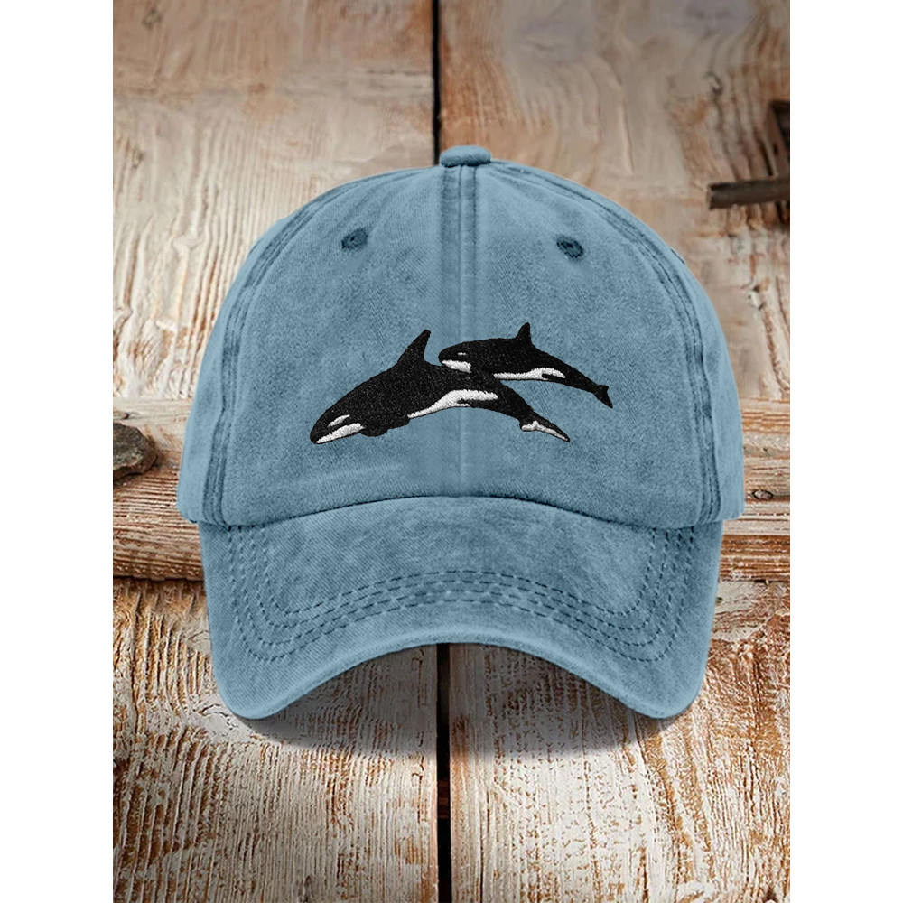 Killer Whale Embroidered Art Graphic Casual Cap