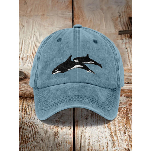 Killer Whale Embroidered Art Graphic Casual Cap