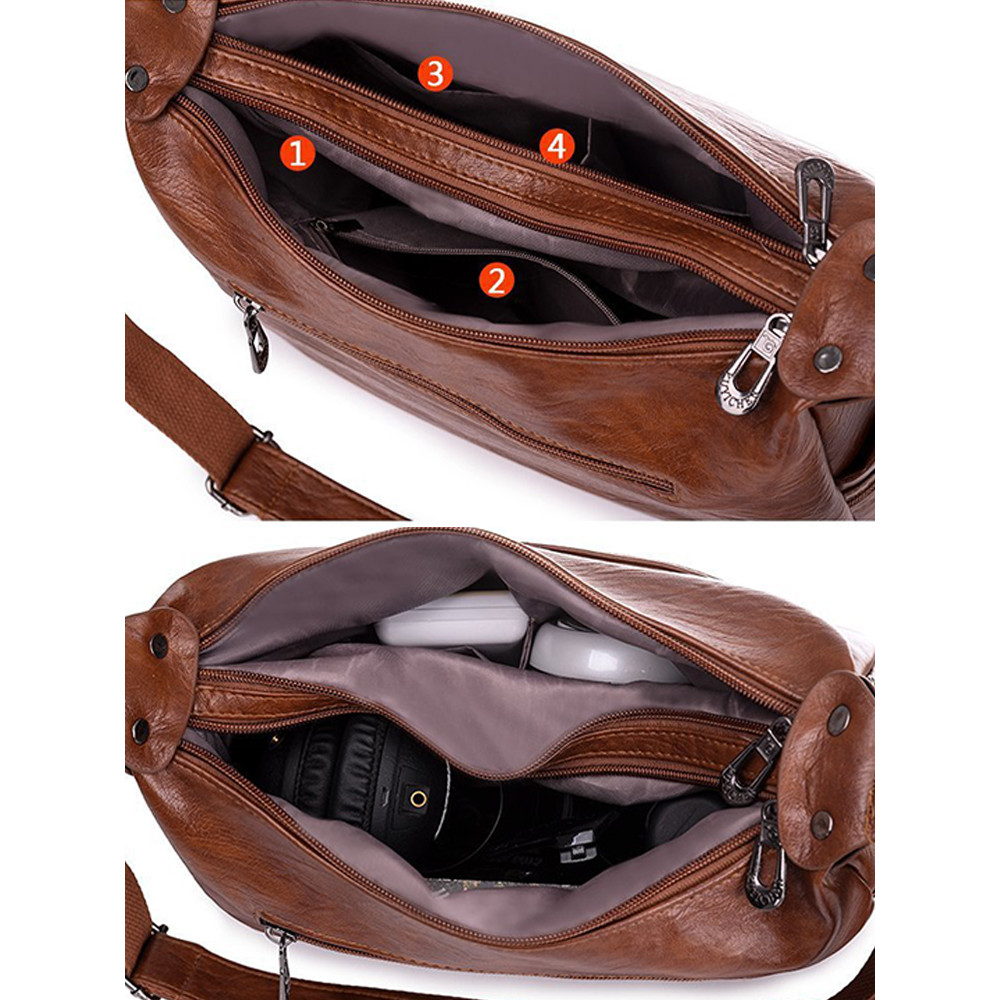 Large Capacity Soft Leather Shoulder Bag