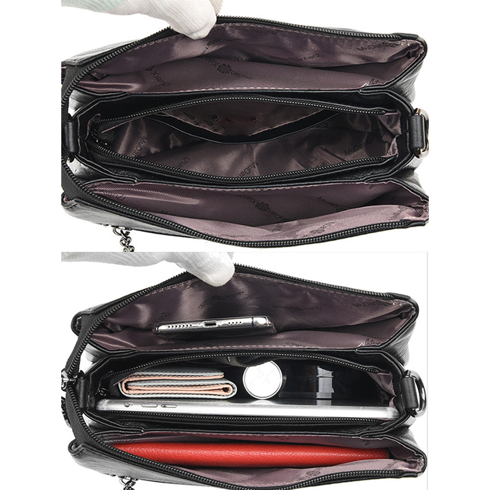Large capacity Leather Small Square Shoulder Bag