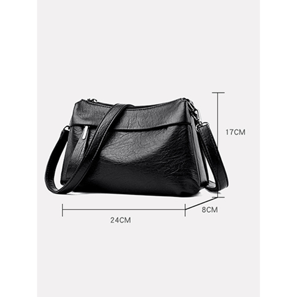 Large capacity Leather Small Square Shoulder Bag