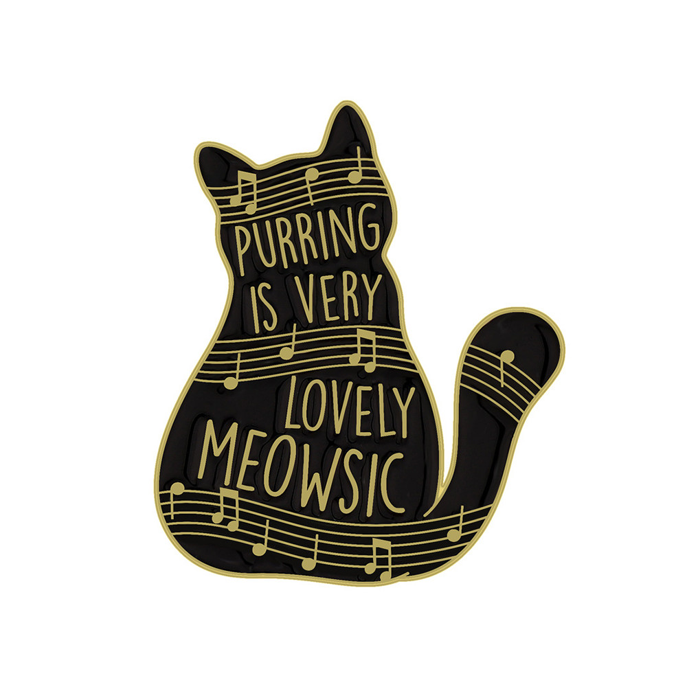 Lovely Black Cat Music Note Brooch