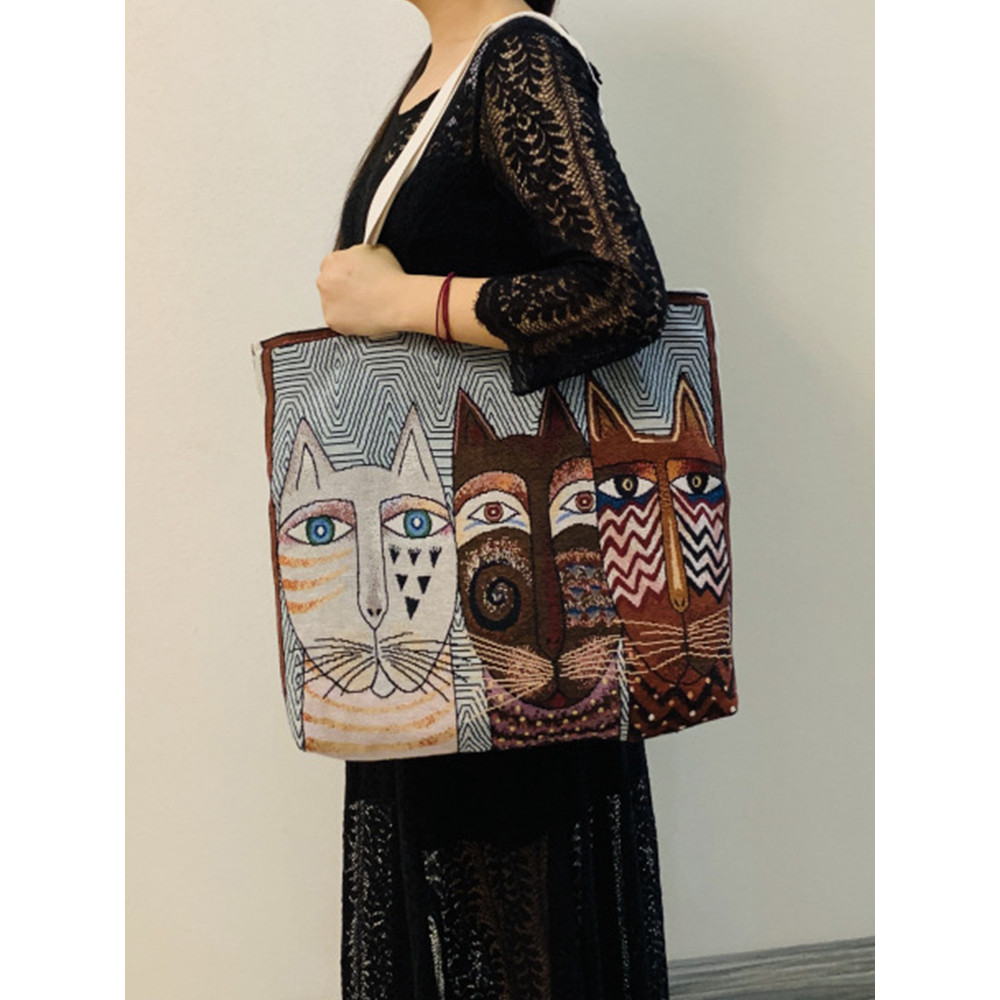 Lovely Cat Art Pattern Tote Bag