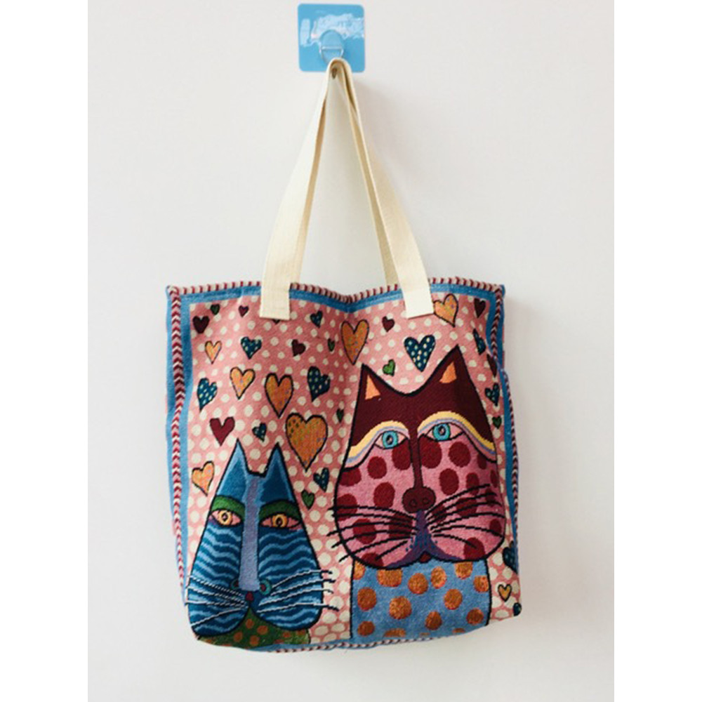 Lovely Cat Art Series Embroidery Shoulder Bag